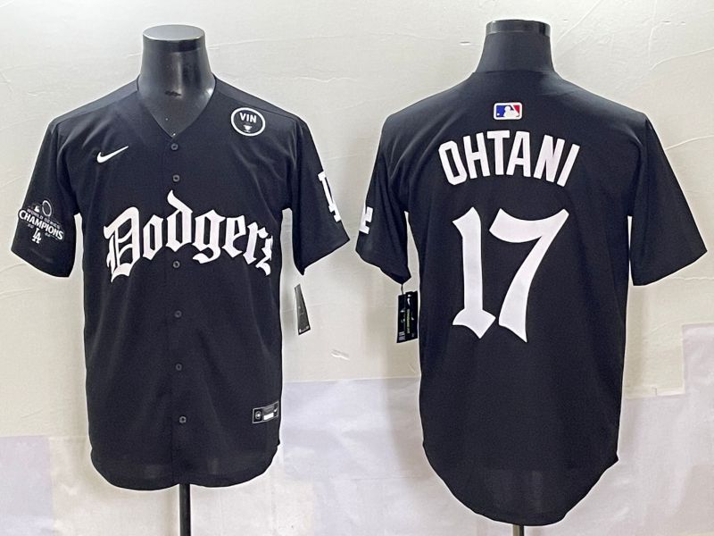 Men 2025 Los Angeles Dodgers #17 Ohtani Black Seventh generation Joint Name Nike MLB Jersey style 16